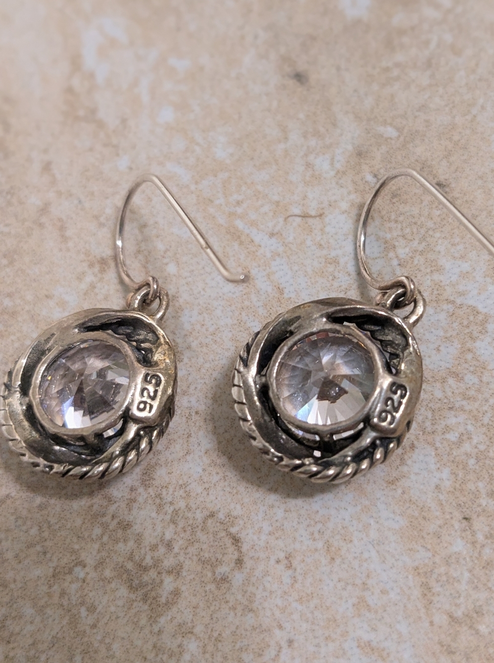 925 Sterling Silver Earrings Made W Genuine Swarovski Crystals - Picture 4 of 8